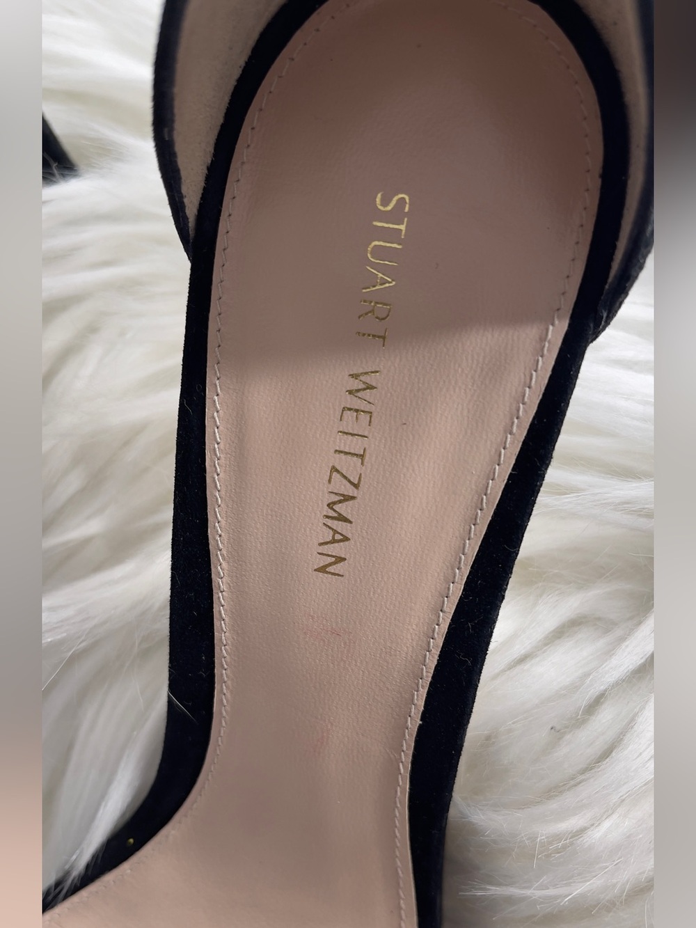Stuart Weitzman Black Suede Ankle-Strap Open-Toe Heels - Picture 4 of 10
